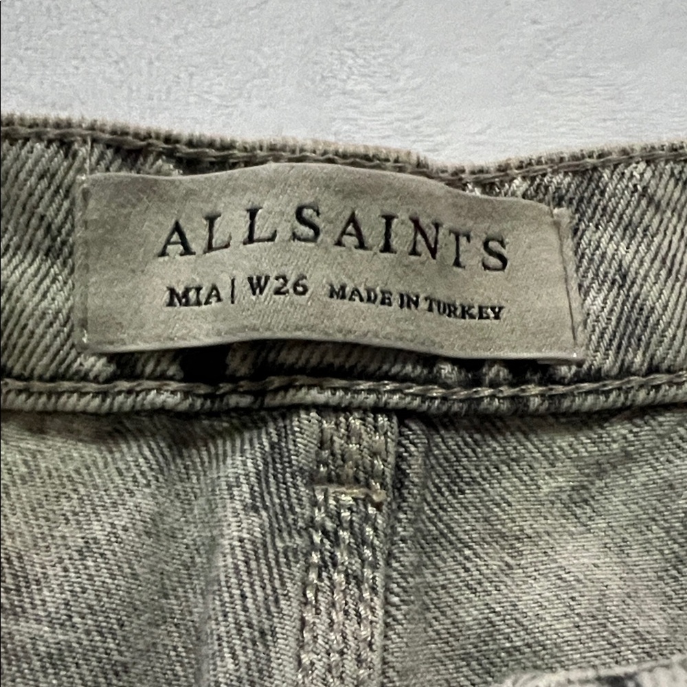 All Saints mia met Talia cargo Jean pants metallic silver cyber chic Coachella - Picture 10 of 13